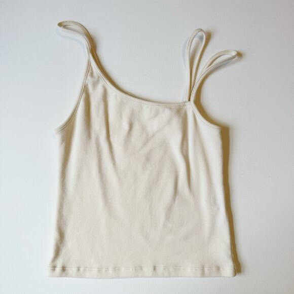 Oak Refined by Oak + Fort Beige Asymmetric Crop Tank Top Women's Small - Picture 1 of 7